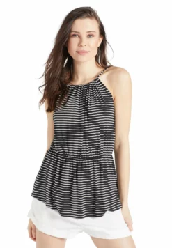 Rabatt 😍 Khujo VALDA - Top - Schwarz-weiß Gestreift, Damen 😀