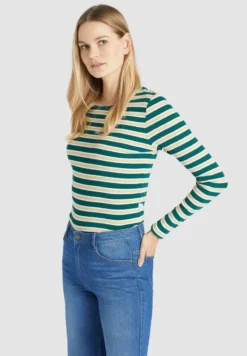 Aktion ⌛ Khujo SICHUAN - Langarmshirt - Grün-beige Gestreift, Damen 💯 -Khujo Exquisiter Laden 2b4c477ae8f54f86b00a3add58b4be3b