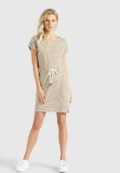 Neu 😍 Khujo ANNEMARIE - Jerseykleid - Weiß-ocker Gestreift, Damen 🔥 -Khujo Exquisiter Laden 61464aebc95e4ebea1b09b217e5db257