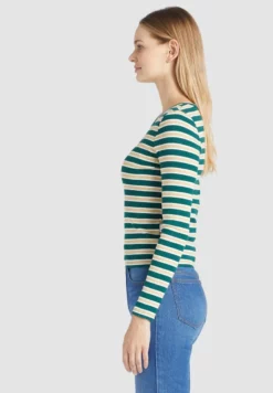 Aktion ⌛ Khujo SICHUAN - Langarmshirt - Grün-beige Gestreift, Damen 💯 -Khujo Exquisiter Laden c262603868704f00815065a5a9d134f8